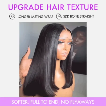 Super Double Drawn Straight Glueless Wig – Shoulder Length, 6×5 Pre-cut Lace, Ready To Go - Image 2