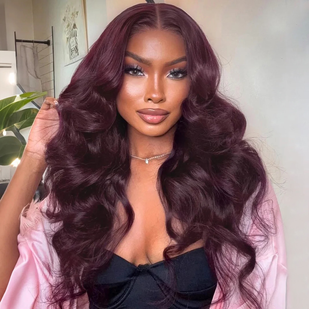 PapaHair Beauty | Dark Burgundy 13×4 Body Wave HD Lace Frontal Wigs For Black Women – 180% Density