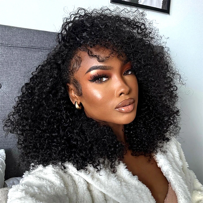 PapaHair Beauty | Kinky Curly 3 IN 1 Half Wig – Flip Over Quick Weave Glueless Install, 100% Natural Hairline