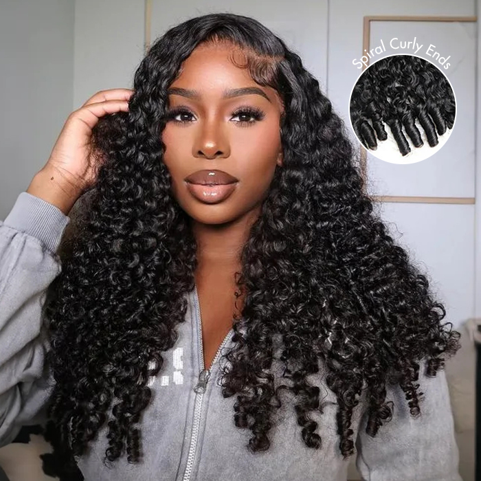 PapaHair Beauty | Burmese Curly Wig With Finger Coil Ends Pull & Go Drawstring Glueless Wig Full Ends