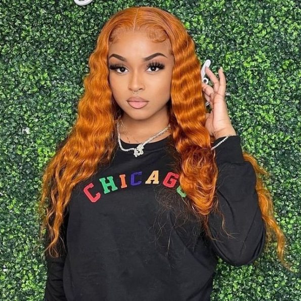 Ginger Color 13×4 Straight HD Lace Frontal Wig – 180% Density | 100% Human Hair