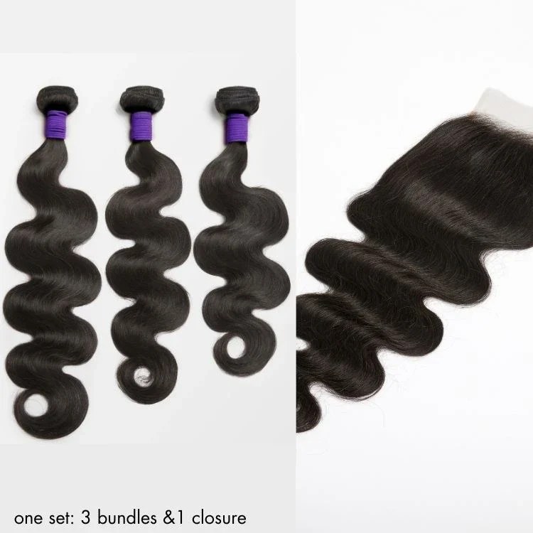 PapaHair Beauty | Brazilian Body Wave Hair Bundle – 3 Bundles + 5×5 HD Lace Closure | 100% Human Hair