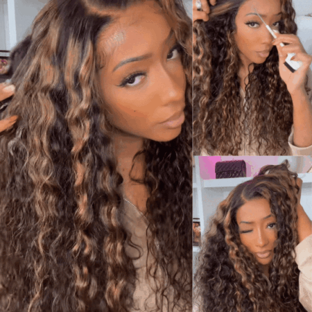 PapaHair Beauty | 7x5 Golden Brown Highlight Wig – Water Wave Bye Bye Knots Lace Closure Wig, 150% Density - Image 8