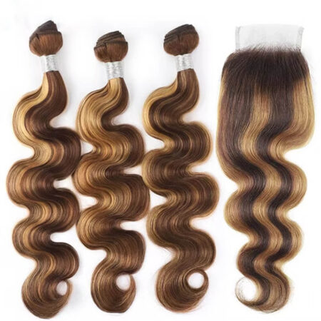 Brazilian Virgin Body Wave Hair – P4/27 Highlight | 3 Bundles + 5×5 Lace Closure - Image 6