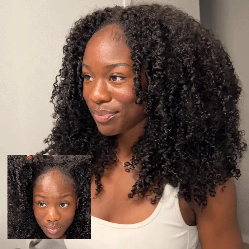 PapaHair Beauty | WEAR-N-GO HALF WIG | Curly Half Wig Seamless Kinky Curly Flip Over Wig Beginner Friendly