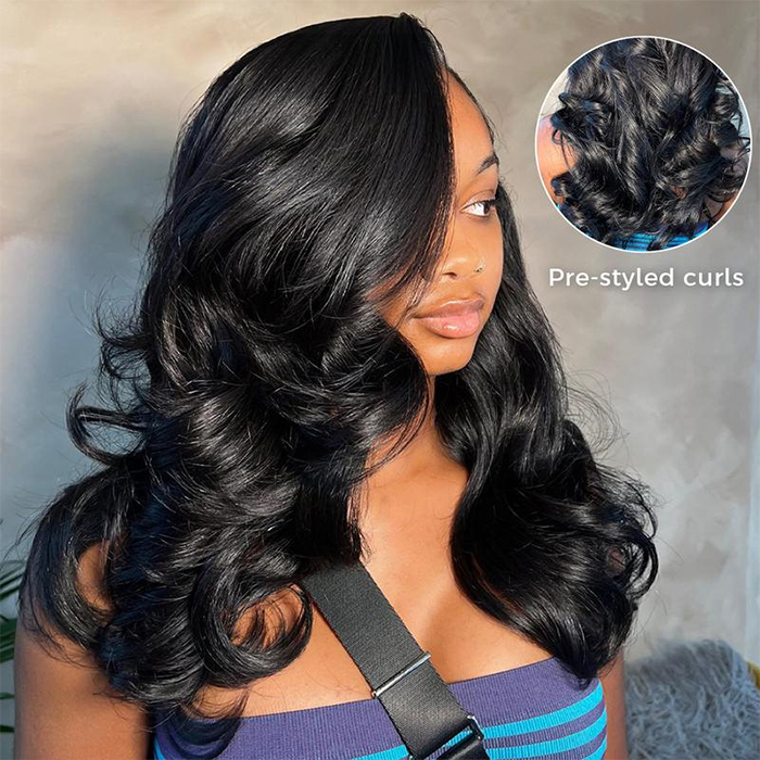 PapaHair Beauty | Natural C Part Pre-styled Loose Body Wave Butterfly Haircuts – 250% Density, 6×5 / 13×6 Pull Go Glueless Wig - Image 5