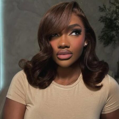 PapaHair Beauty | Glueless 6×5 Pre-cut Lace Closure Wig – 99J Burgundy / Dark Brown Short Cut Loose Body Wave Wig - Image 6