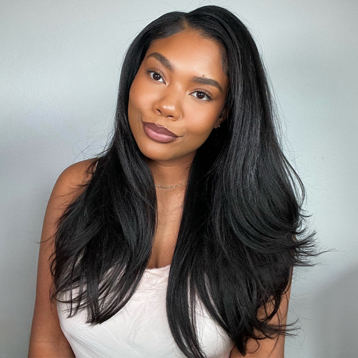 PapaHair Beauty | Yaki Straight 3 IN 1 Half Wig Flip Over Quick Weave Glueless Install 100% Natural Hairline