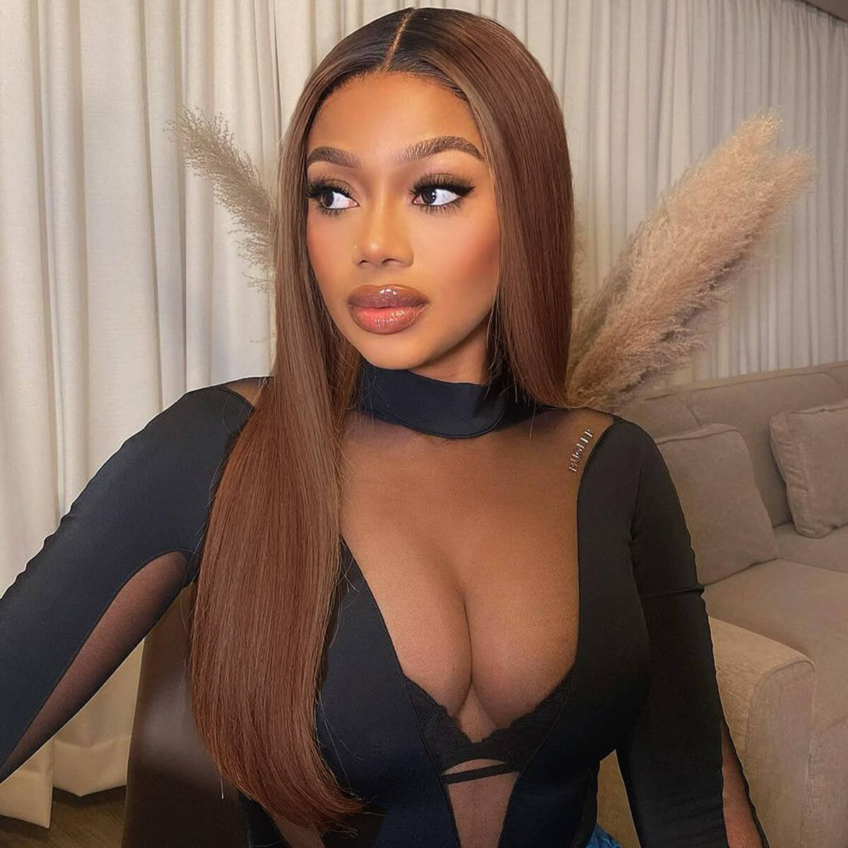 PapaHair Beauty | 6×5 Pre-cut Lace Glueless Wig – Ombre Brown with Dark Root