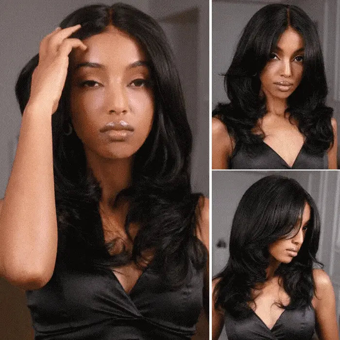 PapaHair Beauty | Straight Butterfly Layer Cuts Ombre Brown with Dark Roots – 6×5 Pull Go Glueless Wig