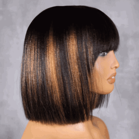 PapaHair Beauty | Straight Bob Wig With Fringe Bangs – Wear Go Glueless Wig - Image 3